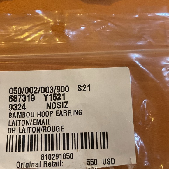 Saint Laurent Bamboo Hoop Earrings In Red 687319 - Picture 6 of 7